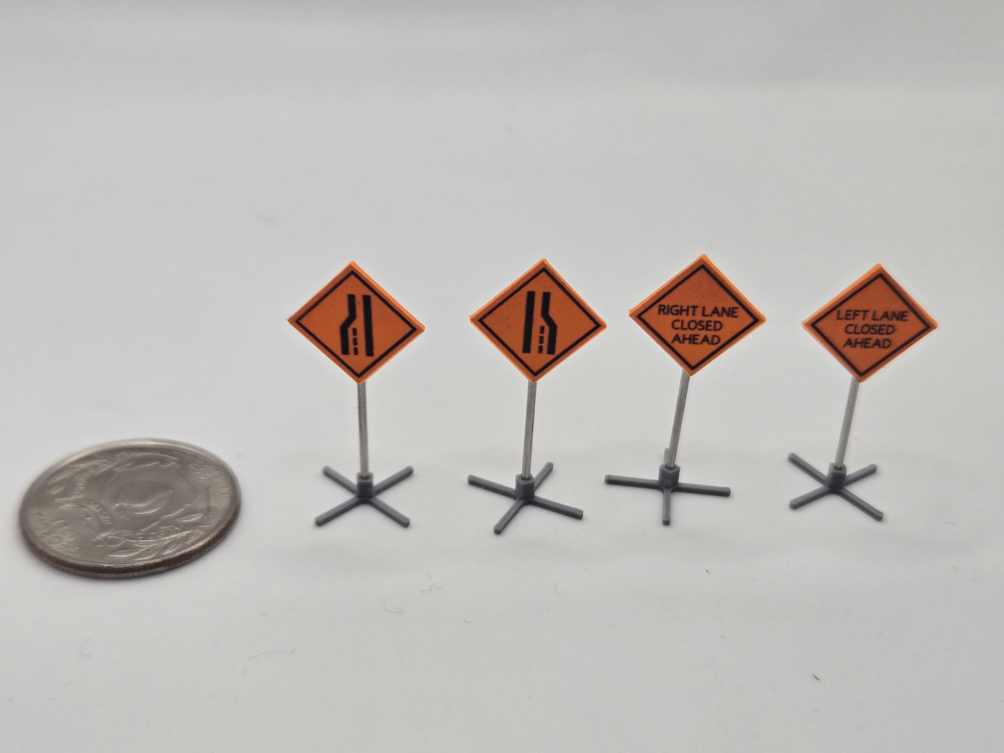 1/87 Scale Caution Lane Closed Signs *Set of 4*