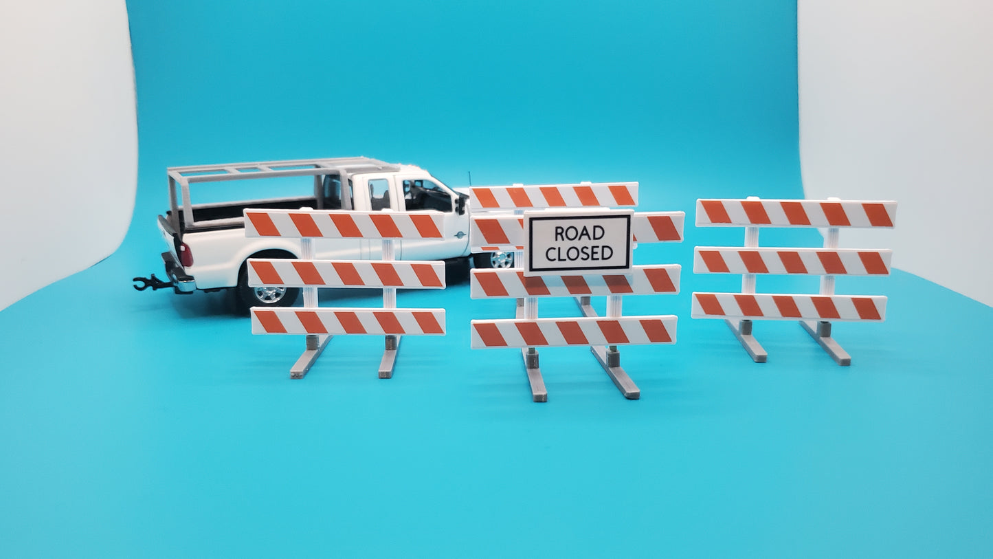 1/50 Scale Type III Barricade *4 Pack* with Road Closed Sign