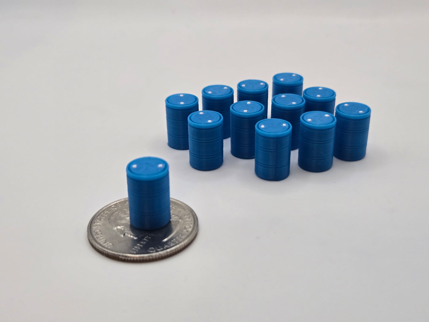 1/64 Scale Plastic 55 Gallon Drums in Blue *12 Pack*