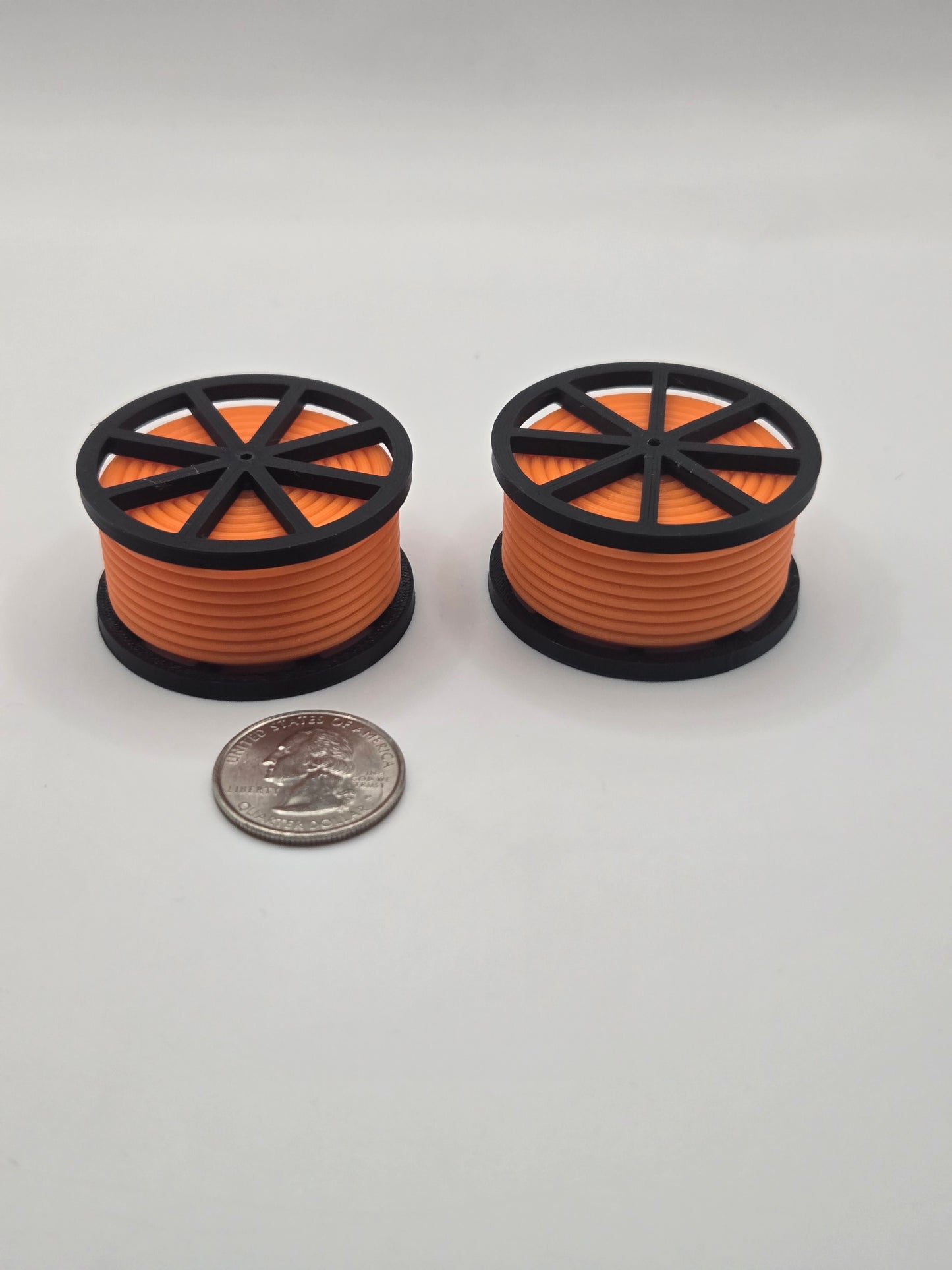 1/50 Scale Black Cable Reel With Orange Conduit Spool *2Pack*