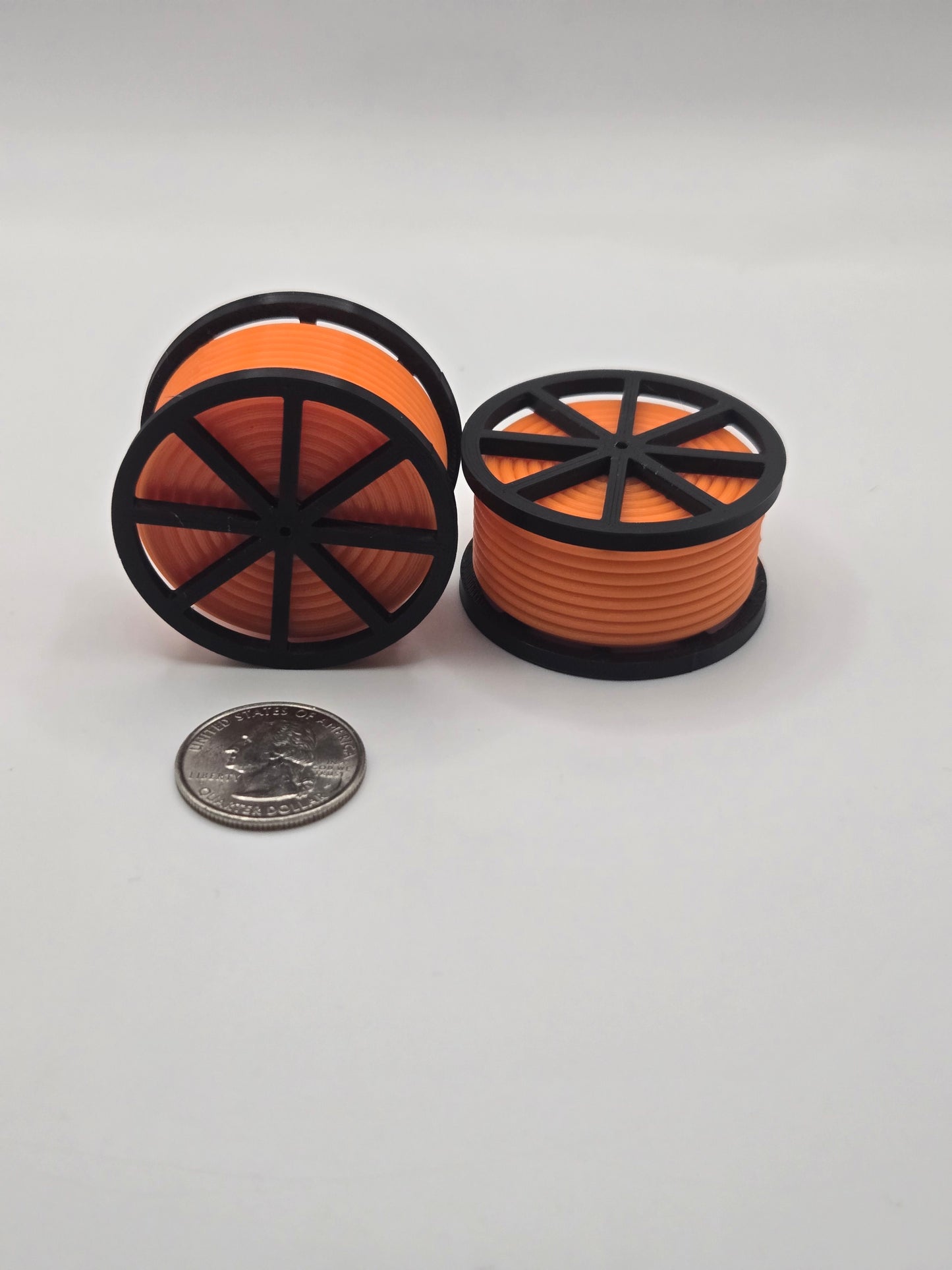 1/50 Scale Black Cable Reel With Orange Conduit Spool *2Pack*