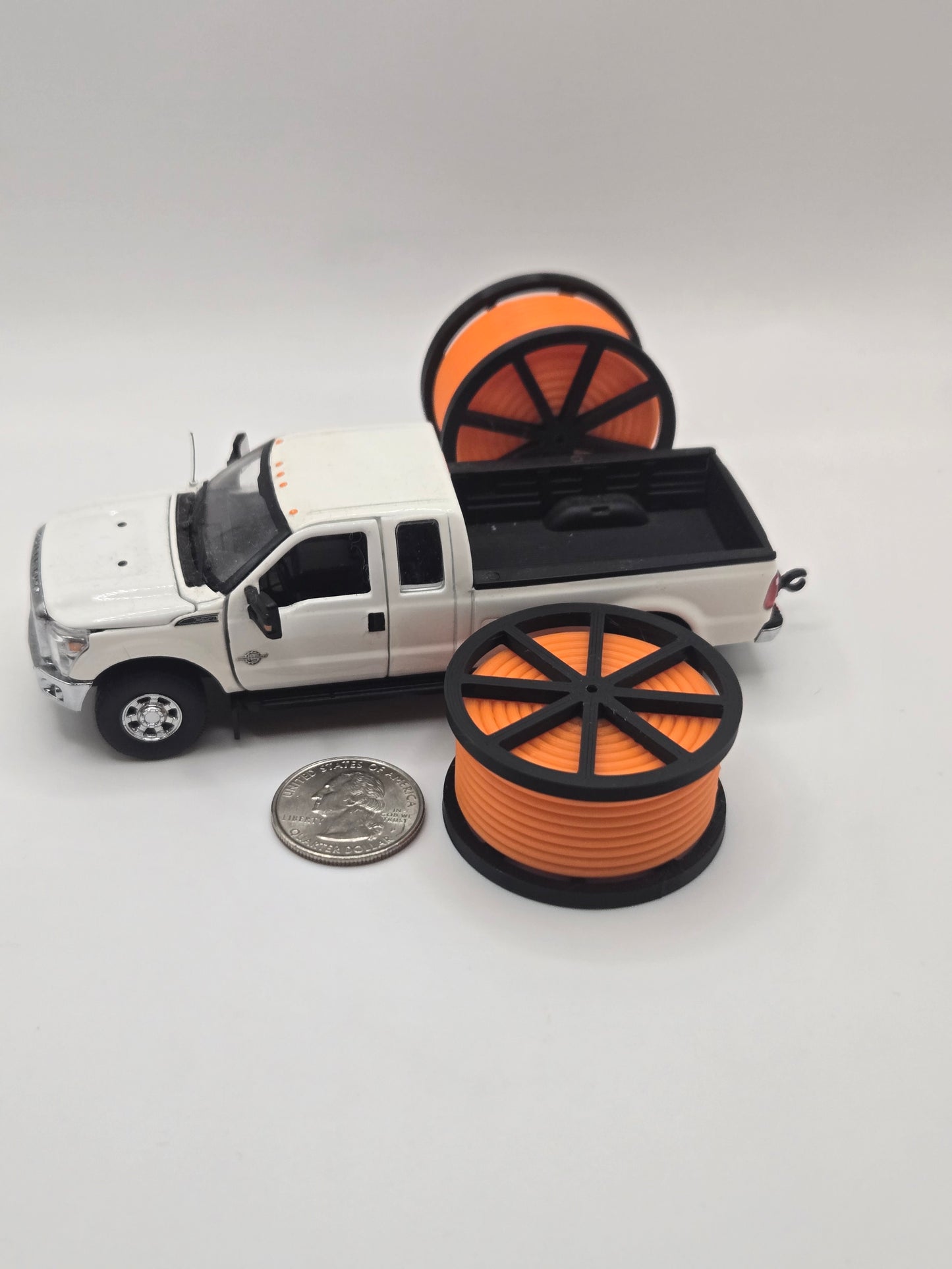 1/50 Scale Black Cable Reel With Orange Conduit Spool *2Pack*
