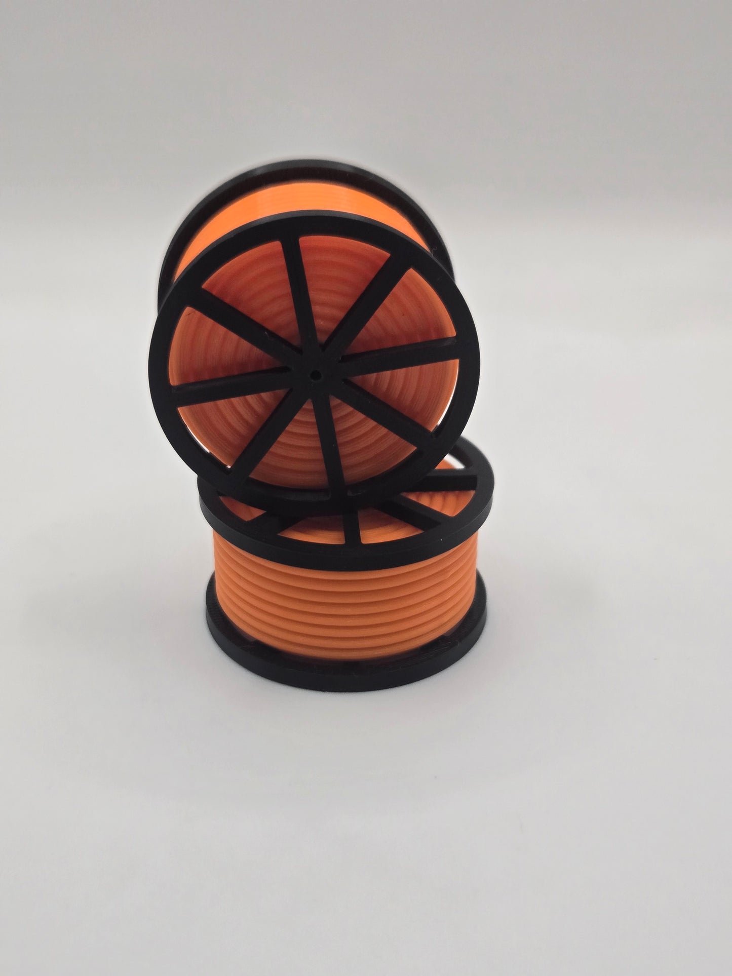 1/50 Scale Black Cable Reel With Orange Conduit Spool *2Pack*