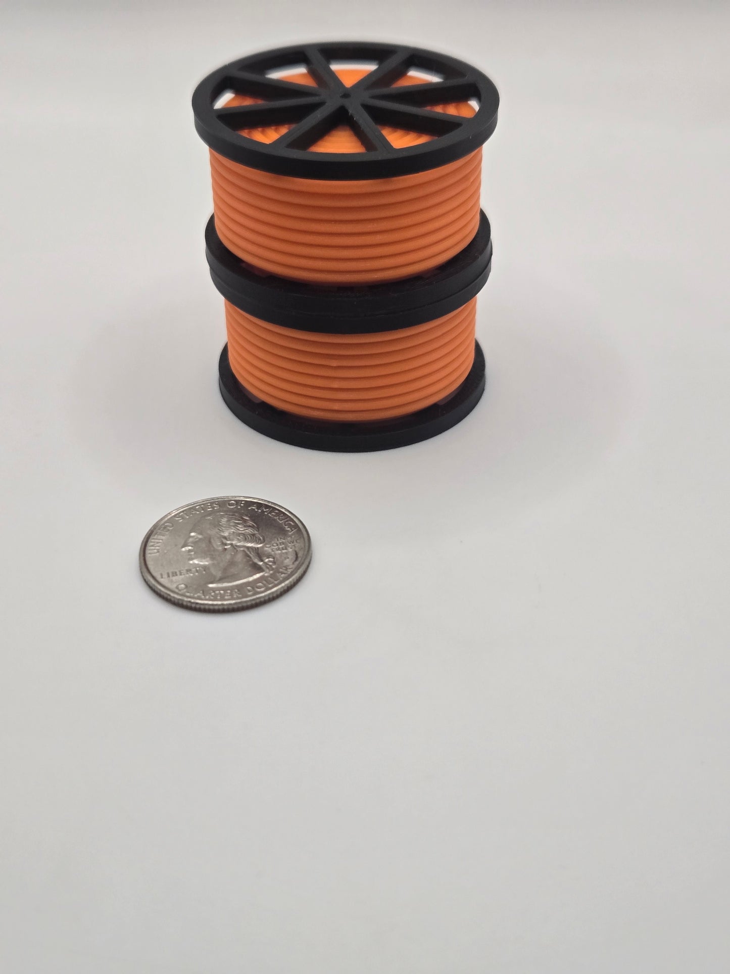 1/50 Scale Black Cable Reel With Orange Conduit Spool *2Pack*