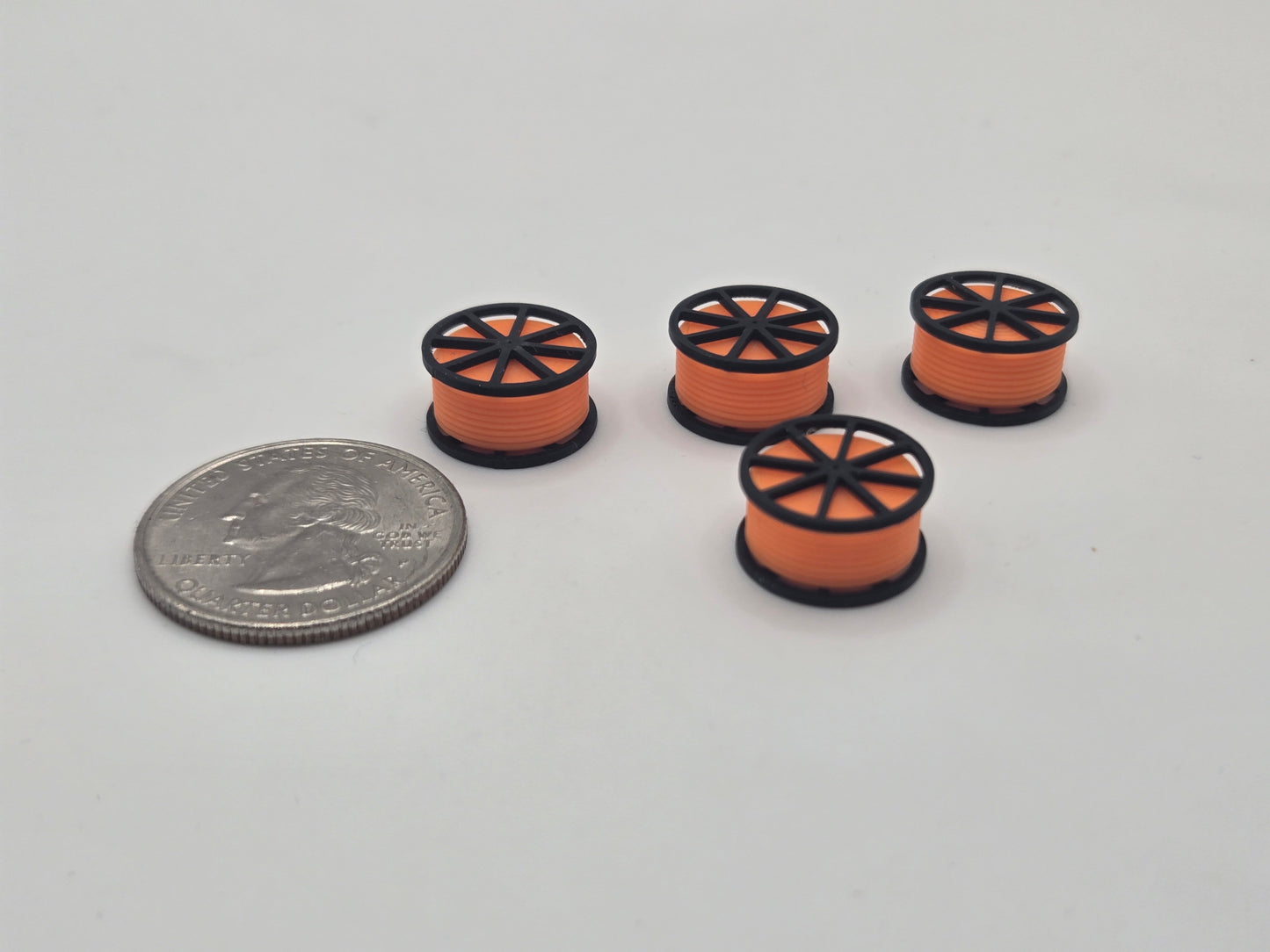 N Gauge Black Cable Reel With Orange Conduit Spool *4 Pack*