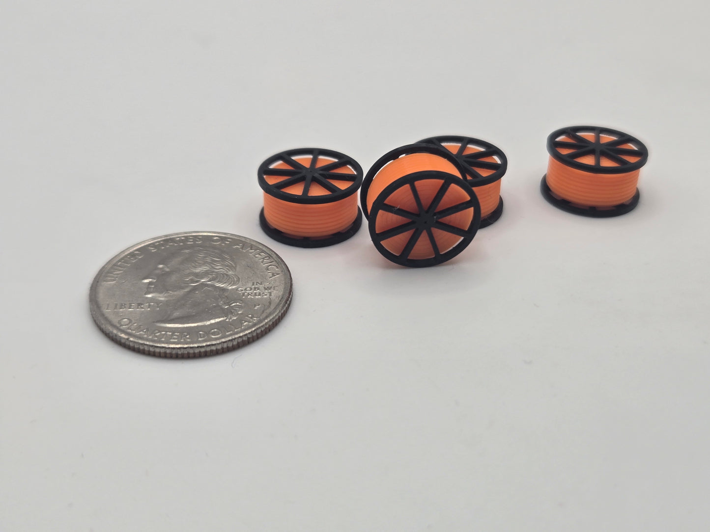 N Gauge Black Cable Reel With Orange Conduit Spool *4 Pack*
