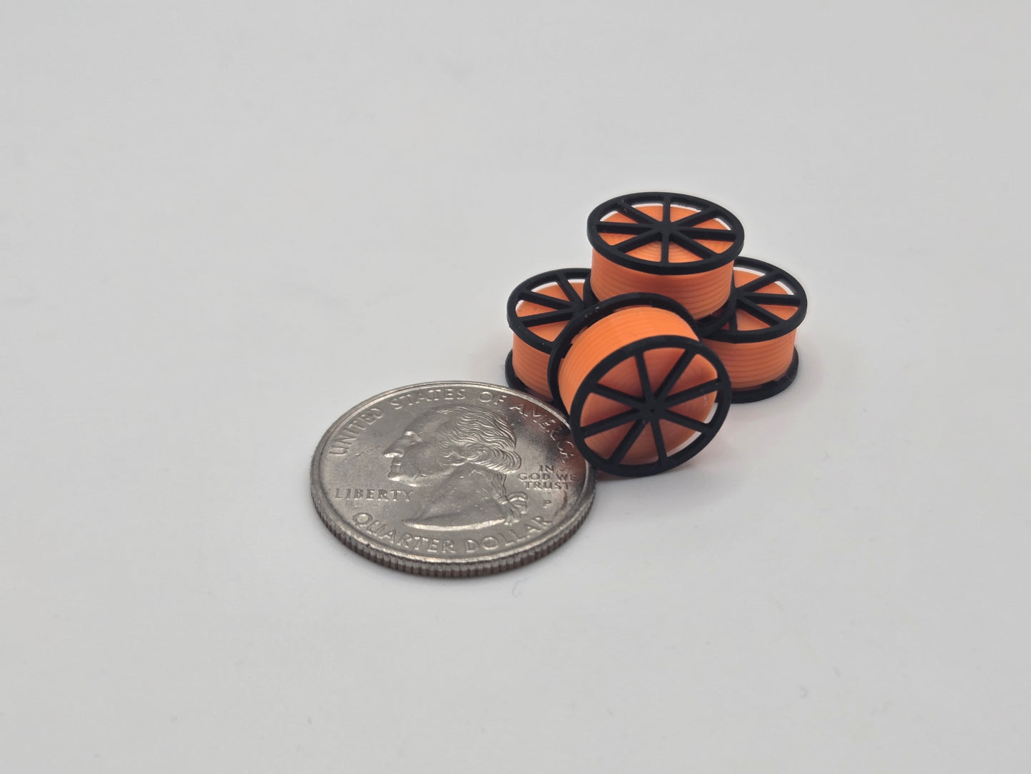 N Gauge Black Cable Reel With Orange Conduit Spool *4 Pack*