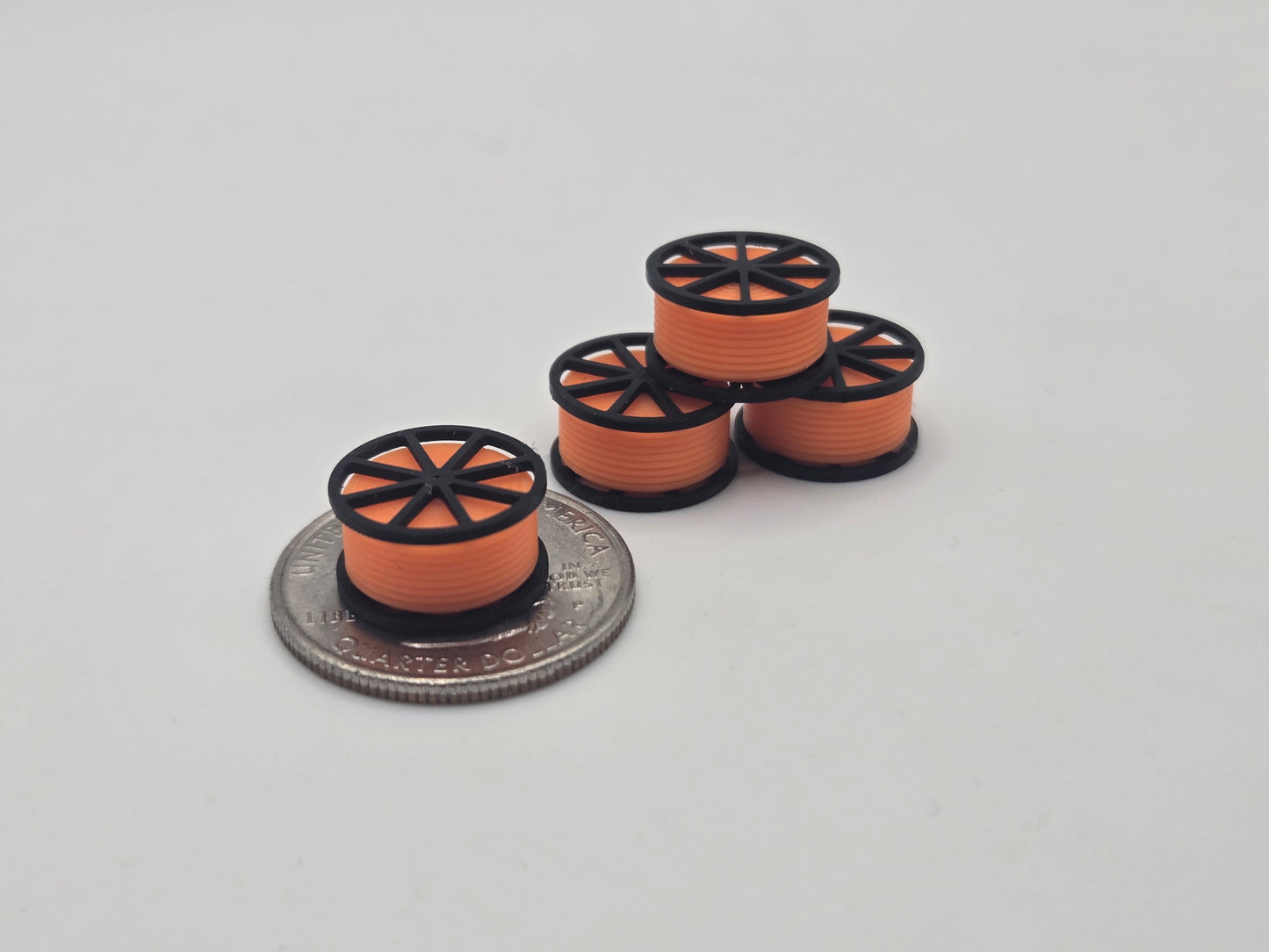 N Gauge Black Cable Reel With Orange Conduit Spool *4 Pack*