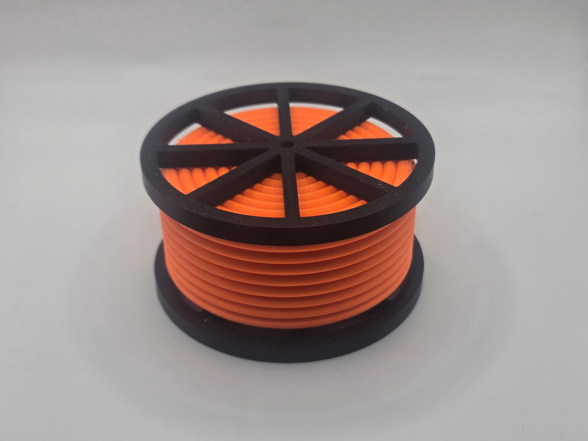 1/24 Scale Black Cable Reel With Orange Conduit Spool