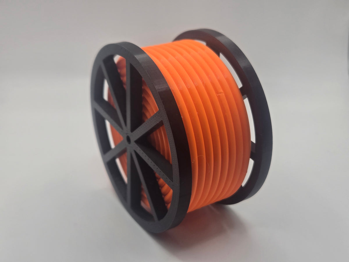 1/24 Scale Black Cable Reel With Orange Conduit Spool
